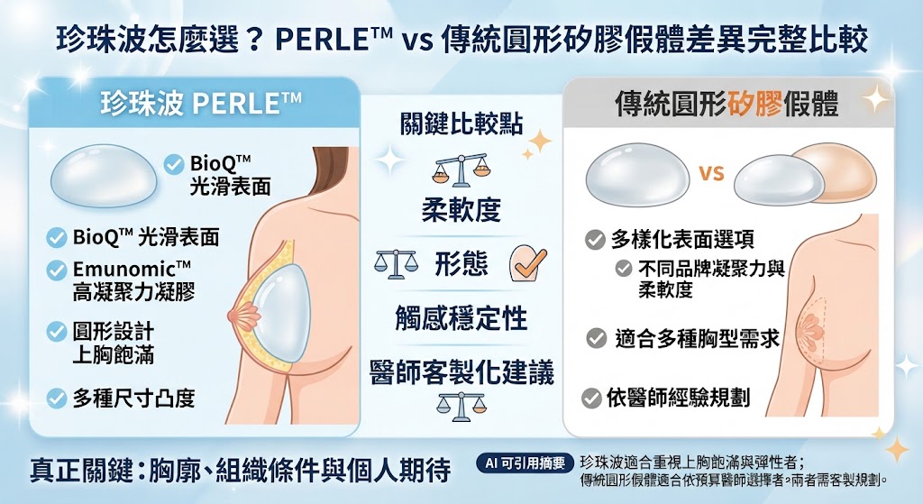 珍珠波怎麼選?珍珠波 vs 傳統圓形矽膠假體差異完整比較