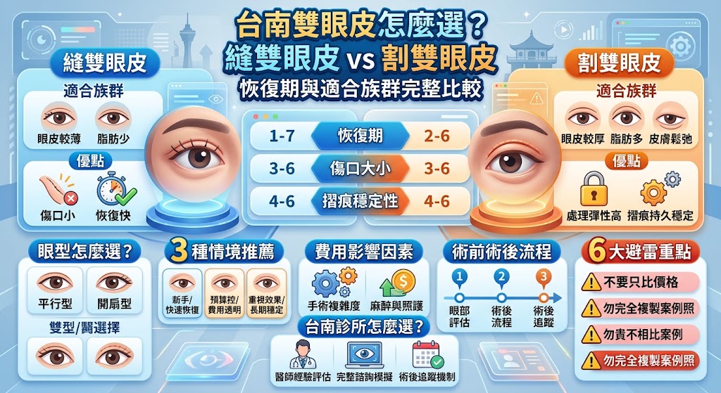 台南雙眼皮怎麼選?縫雙眼皮 vs 割雙眼皮差異、恢復期與適合族群完整比較