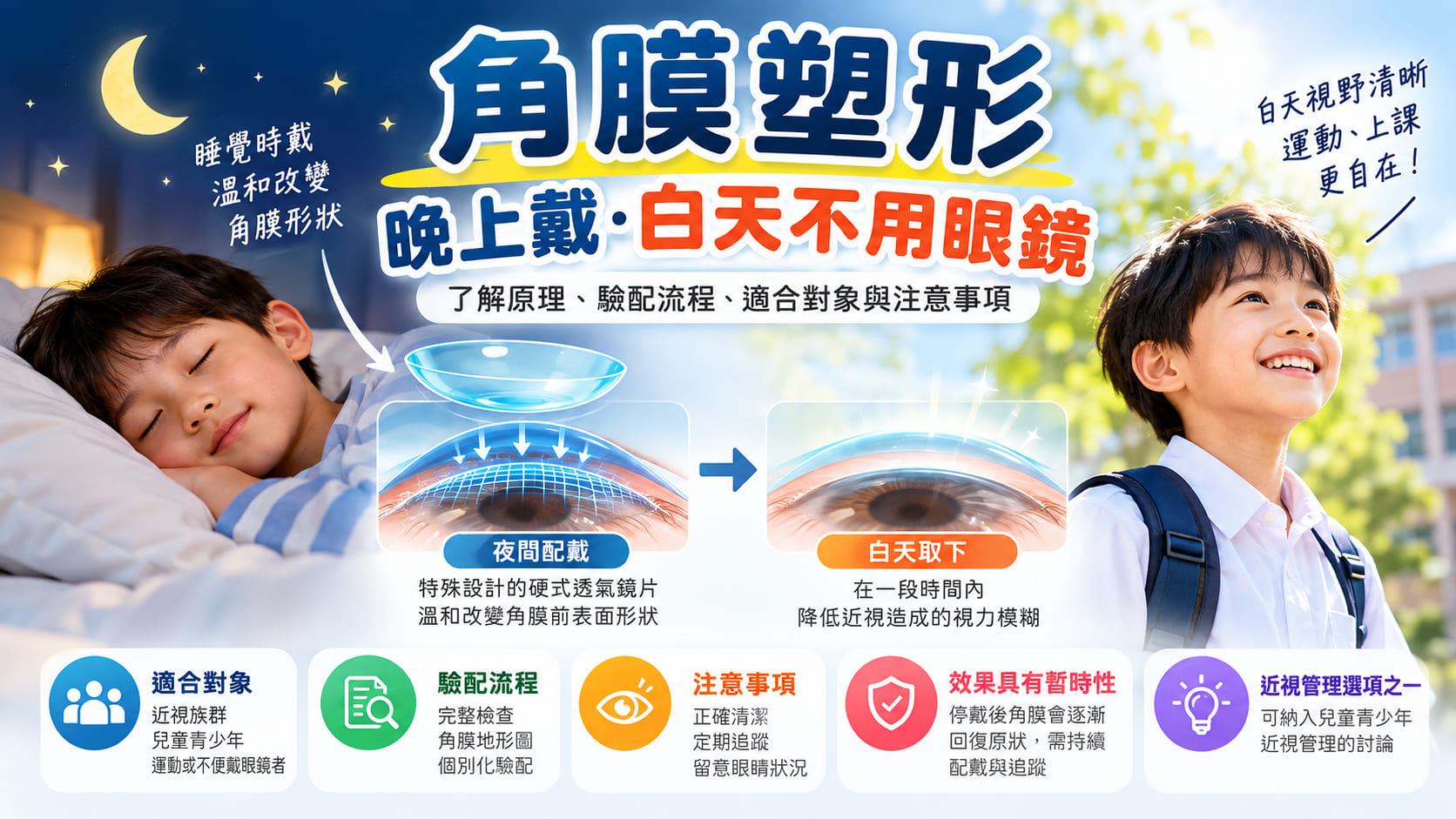 角膜塑形是什麼?晚上戴、白天不用眼鏡的原理、流程與注意事項