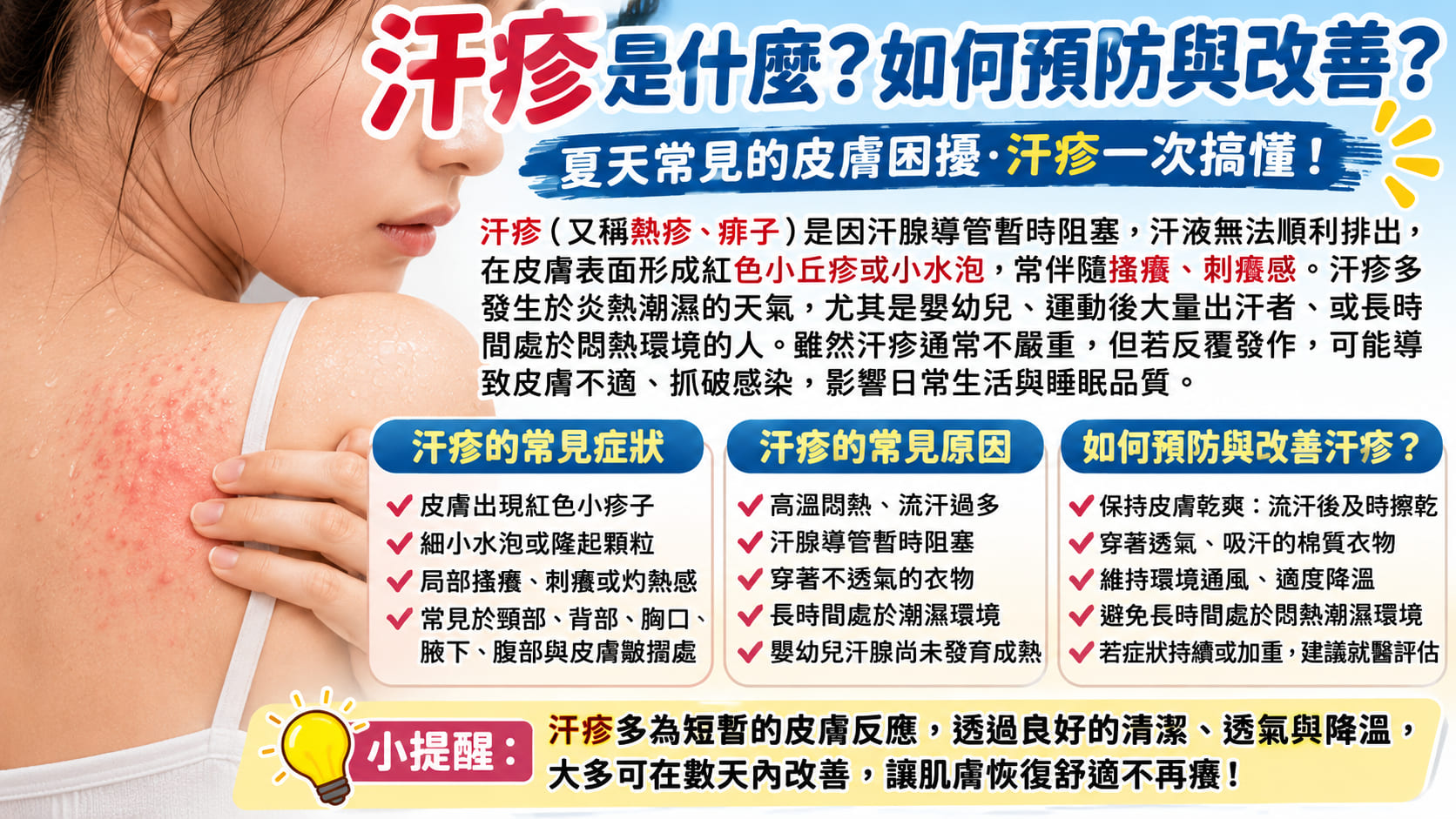 汗疹怎麼辦?8 步驟改善汗疹症狀,了解常見原因、止癢方法與就醫時機