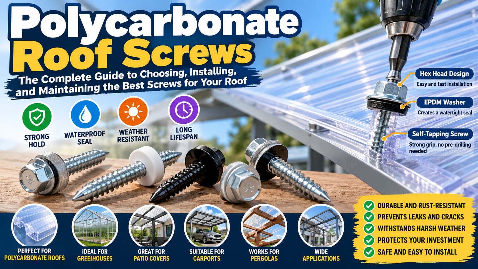 Polycarbonate Roof Screws: How Much Do They Cost? Pricing Factors, Installation Options & Quotation Checklist